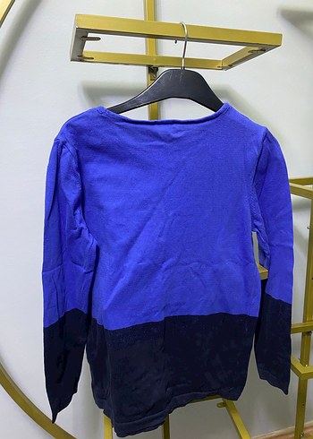 Kadın Mavi Uzun Kollu Triko Kazak - Görsel 2