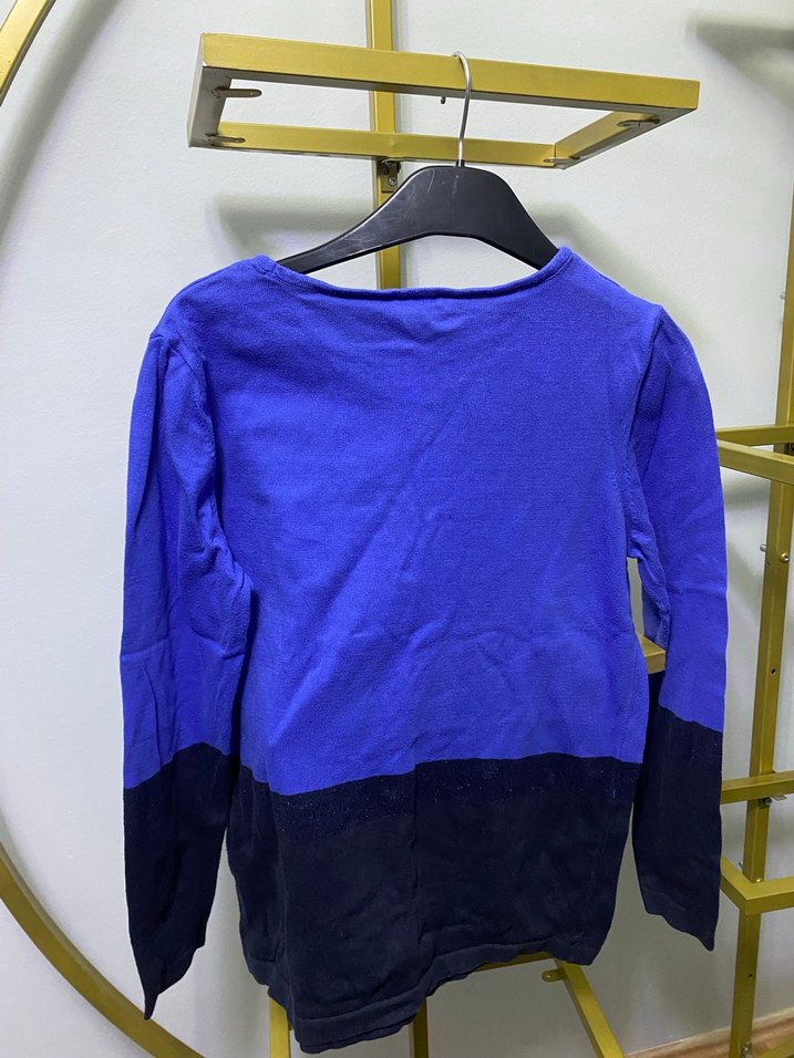 Kadın Mavi Uzun Kollu Triko Kazak - Görsel 2