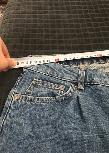 Kadın Mavi Rahat Kesim Midi Kot Pantolon - Görsel 3