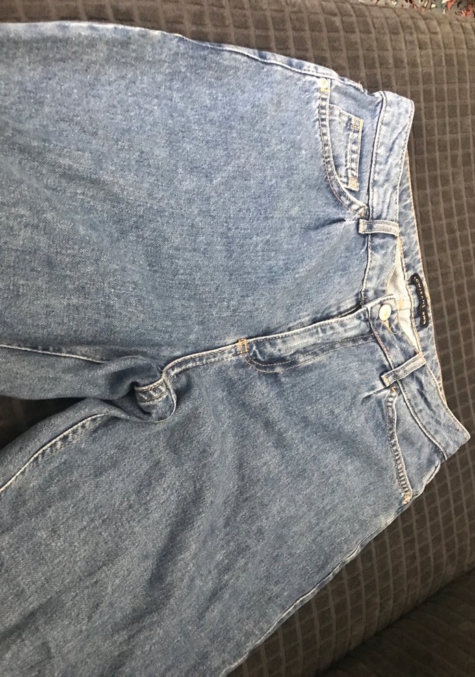 Kadın Mavi Rahat Kesim Midi Kot Pantolon - Görsel 2