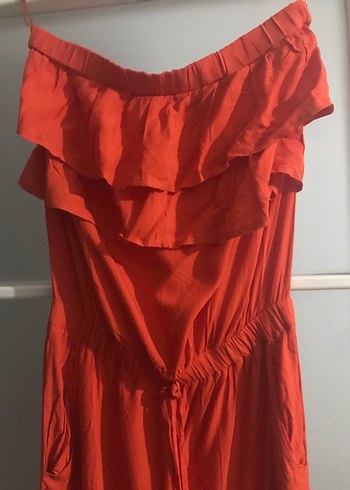 Kırmızı Straplez Kadın Tulum - Görsel 2