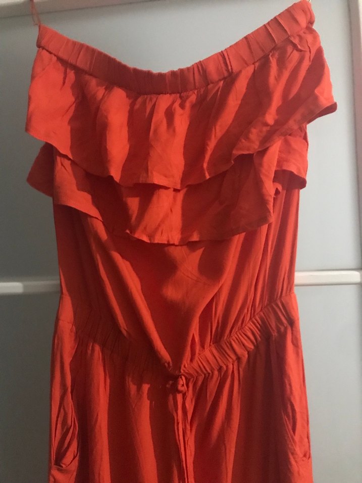 Kırmızı Straplez Kadın Tulum - Görsel 2