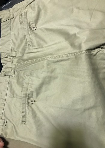 Bej Düğmeli Rahat Kesim Erkek Keten Pantolon - Görsel 4