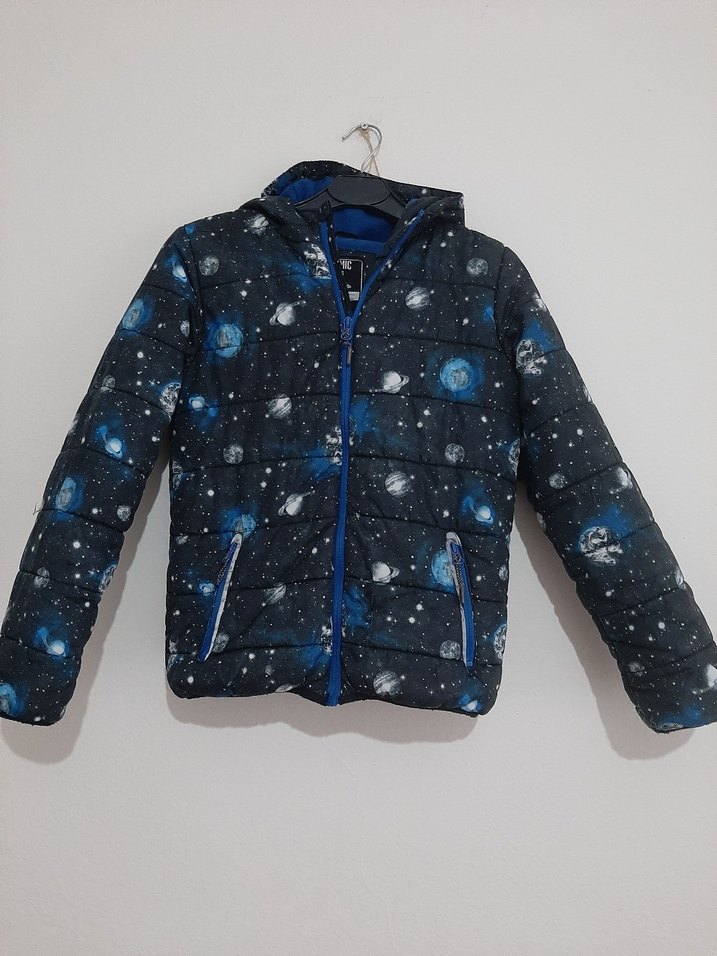 Erkek Çocuk Mavi Desenli Fermuarlı Ceket - Görsel 2