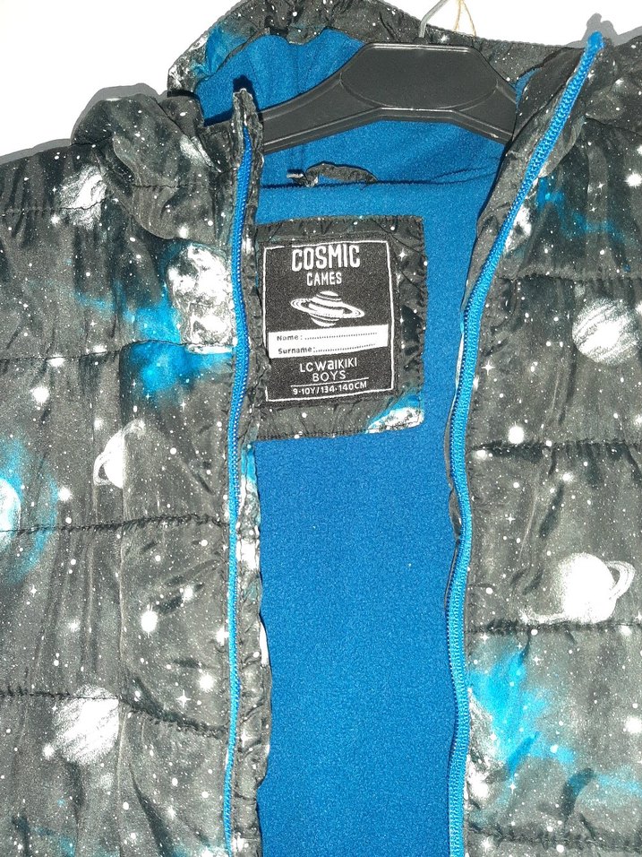 Erkek Çocuk Mavi Desenli Fermuarlı Ceket - Görsel 4