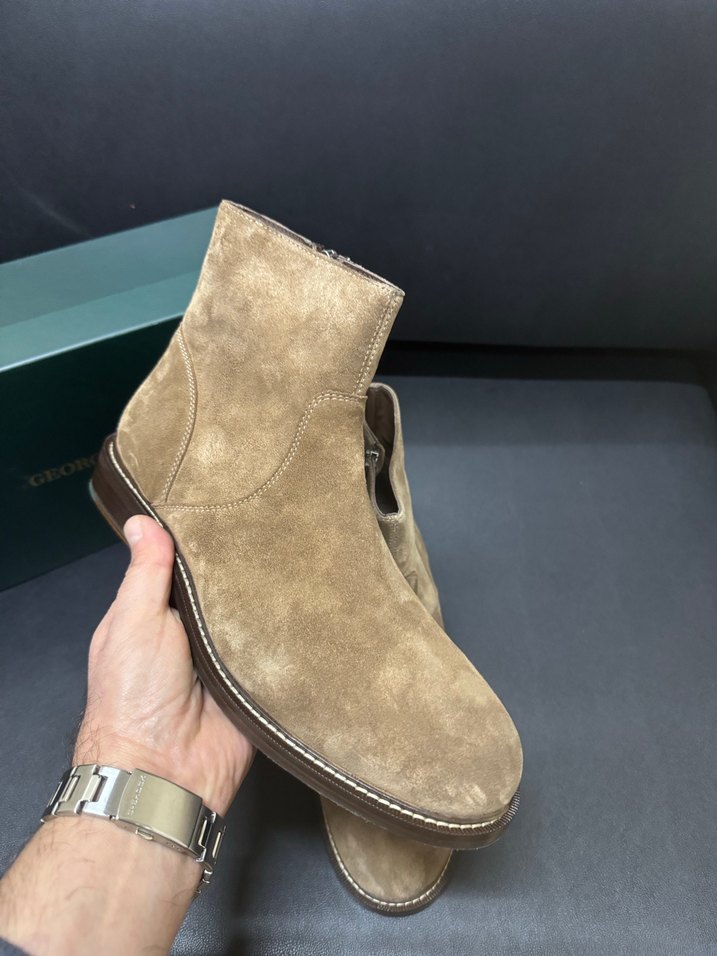 George Hogg Bej Süet Fermuarlı Erkek Bot - Görsel 5