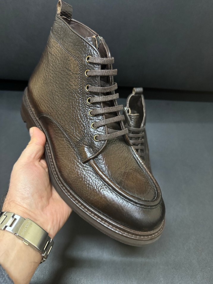 George hogg Klasik Kahverengi Deri Yılan Desenli Erkek Bot - Görsel 4