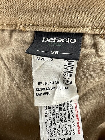 36 Beden camel Renk Defacto Kumaş Pantolon %70 İndirimli.