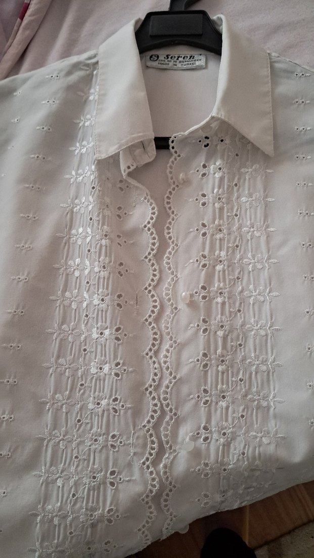 Nakışlı Dantel Detaylı Beyaz Bluz - Görsel 2