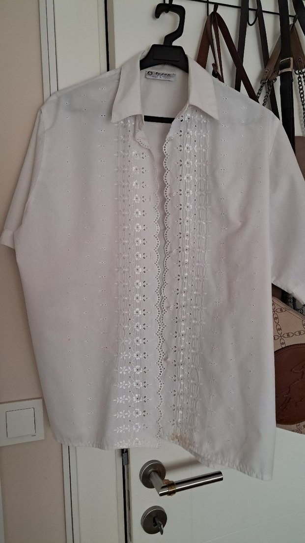 Nakışlı Dantel Detaylı Beyaz Bluz - Görsel 3