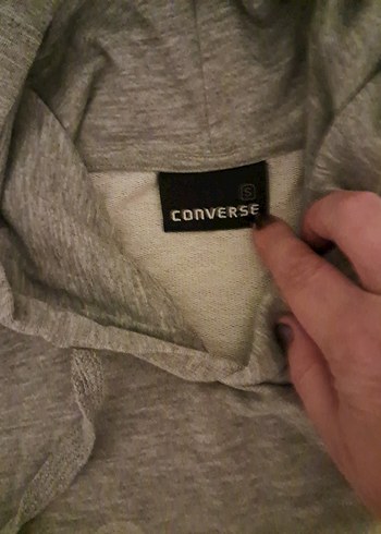 Gri Kapüşonlu Converse Sweatshirt orijinal - Görsel 5