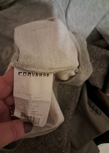 Gri Kapüşonlu Converse Sweatshirt orijinal - Görsel 4