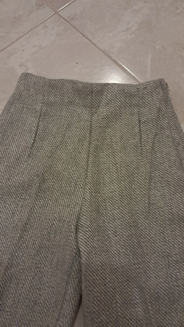 Gri yün Kadın Kumaş Pantolon - Görsel 2