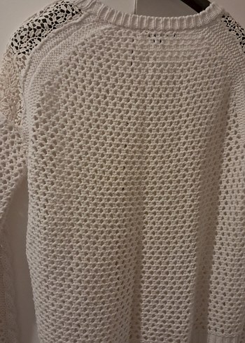Bohem Tarz Beyaz Örgü Kadın Kazak - Görsel 5