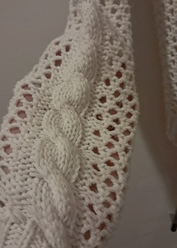 Bohem Tarz Beyaz Örgü Kadın Kazak - Görsel 7