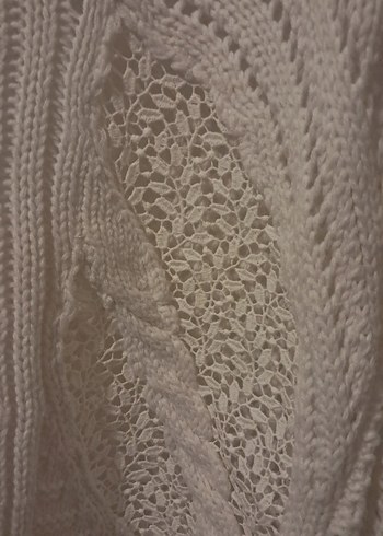 Bohem Tarz Beyaz Örgü Kadın Kazak - Görsel 3