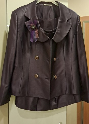 mürdüm rengi Düğmeli Kadın Takım Elbise - Görsel 4