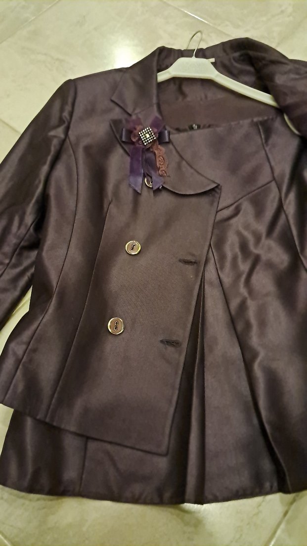 mürdüm rengi Düğmeli Kadın Takım Elbise - Görsel 2