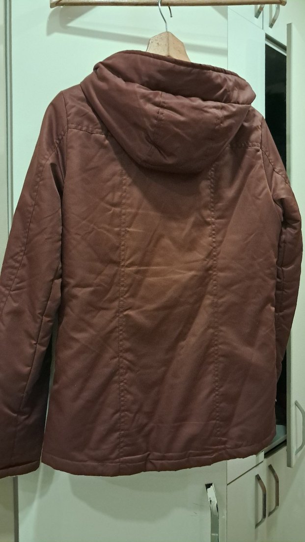 Düğmeli Kahverengi bordo arası Kadın kaban - Görsel 5