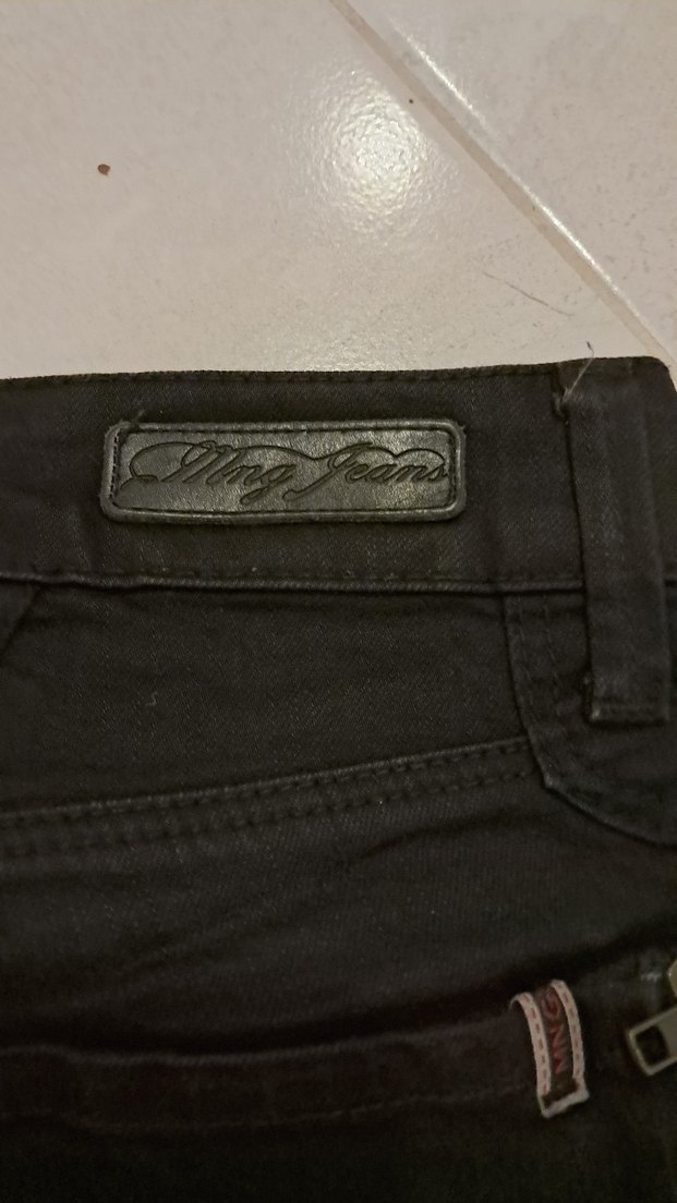 Kadın Siyah Dar Kesim Fermuarlı Kot Pantolon - Görsel 5