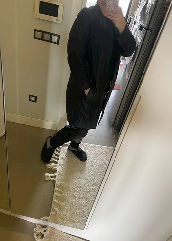 Uzun Siyah Deri Kadın Ceket - Görsel 9