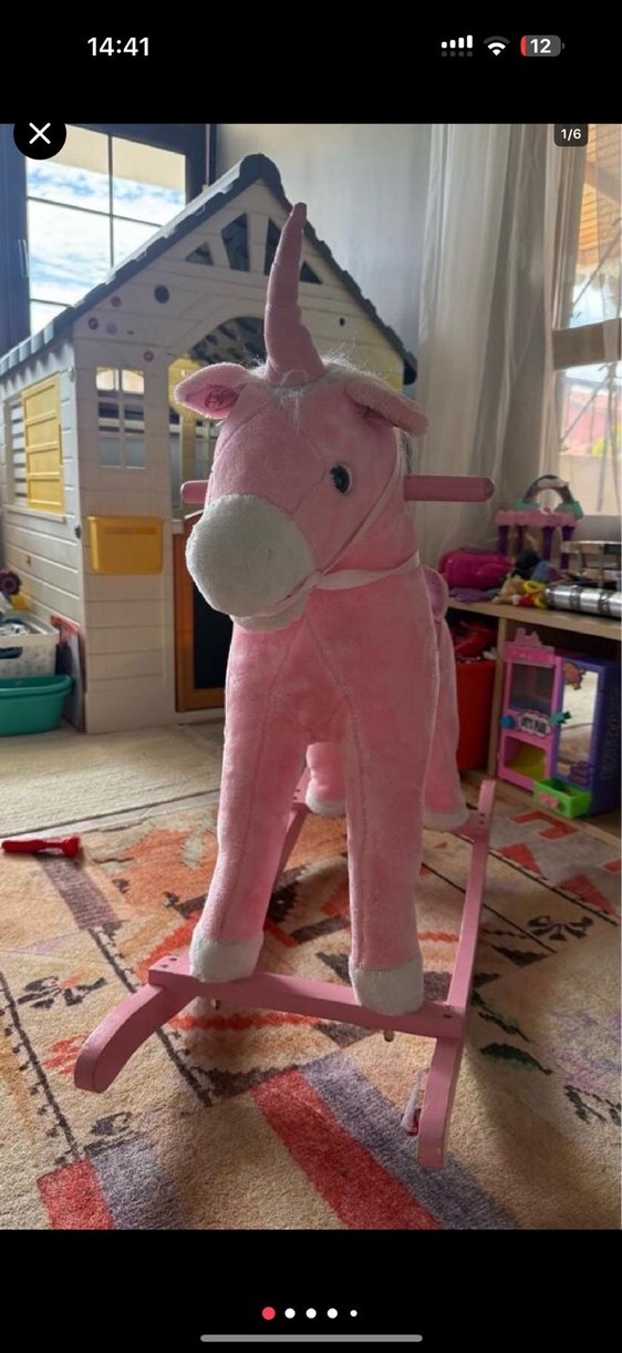 Pembe Peluş Unicorn Sallanan Oyuncak - Görsel 2