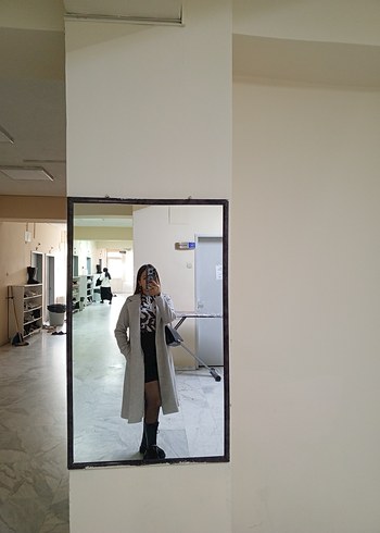 Gri Midi Kadın Yün Kaban - Görsel 2