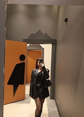 Deri siyah blazer ceket
