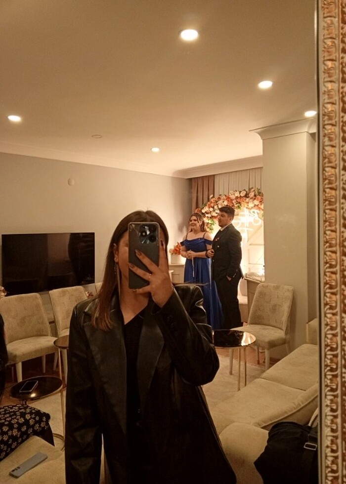 Deri siyah blazer ceket - Görsel 2