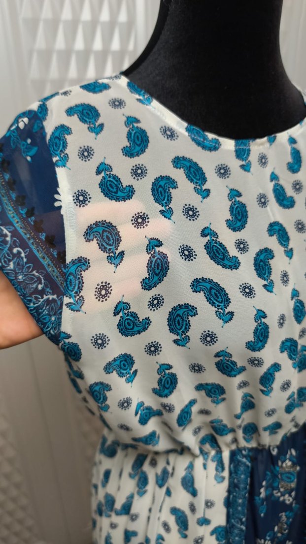 Bohem Desenli Uzun Kolsuz Elbise - Görsel 4