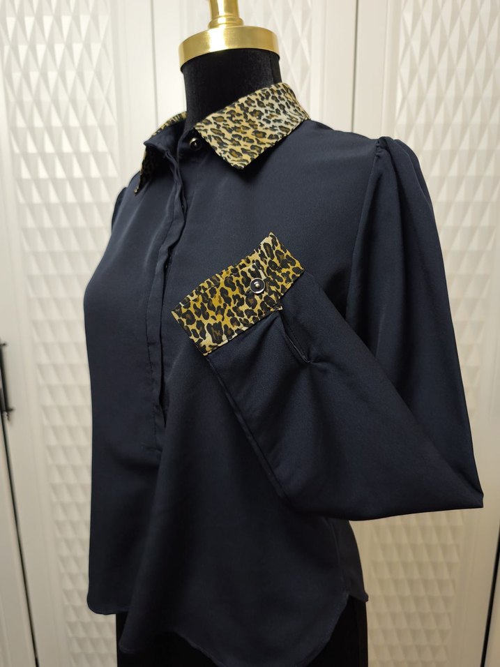 Düğmeli Siyah Kadın Gömlek - Görsel 4