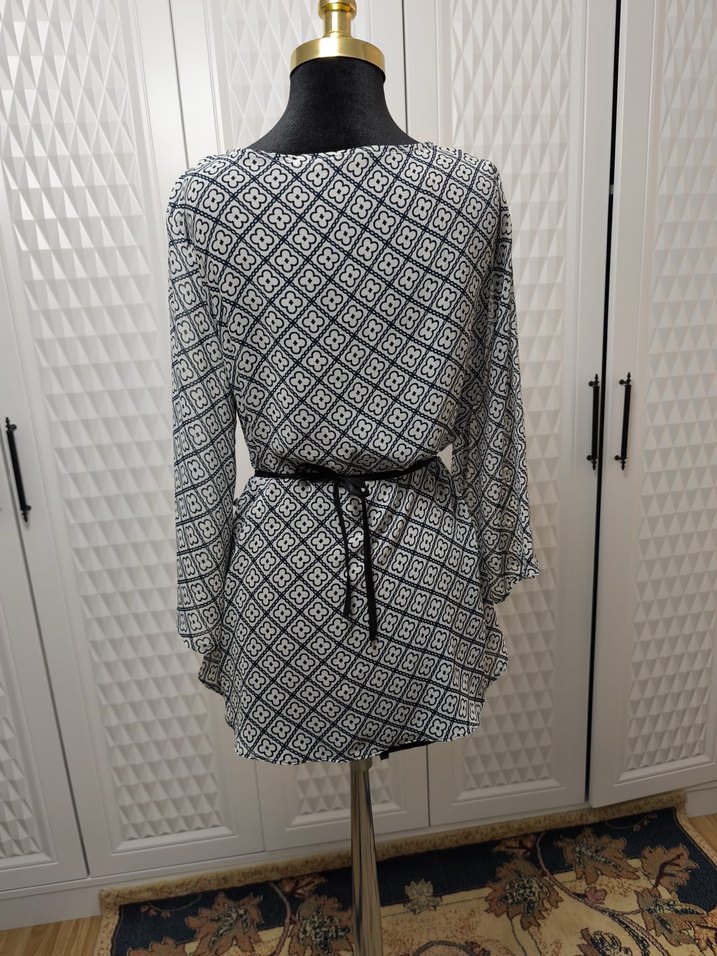 Gri Bağcıklı Özel Dikim Bluz - Görsel 3