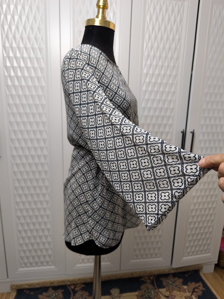 Gri Bağcıklı Özel Dikim Bluz - Görsel 4