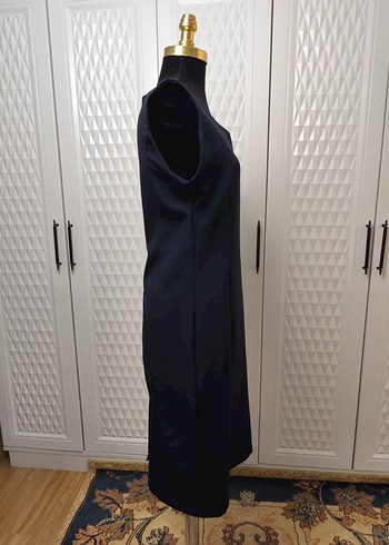 Siyah Kolsuz Midi Kalem Elbise - Görsel 3