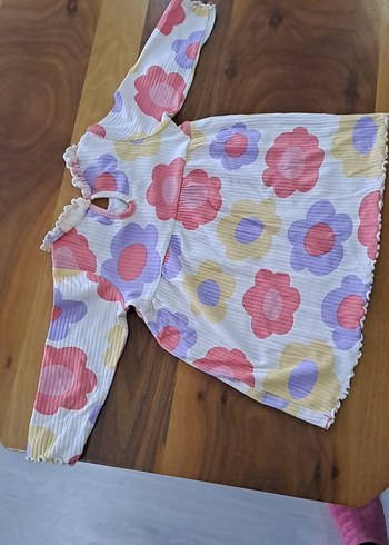 Çiçek Desenli Uzun Kollu Kız Elbisesi - Görsel 2