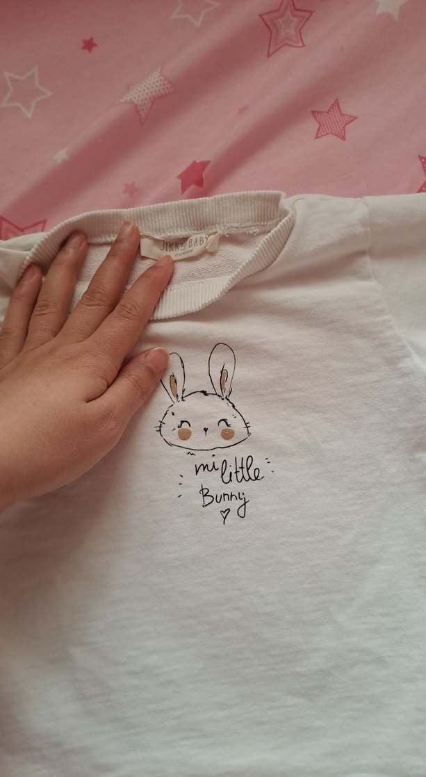 Kız Çocuk Uzun Kollu Beyaz Baskılı Tişört - Görsel 2