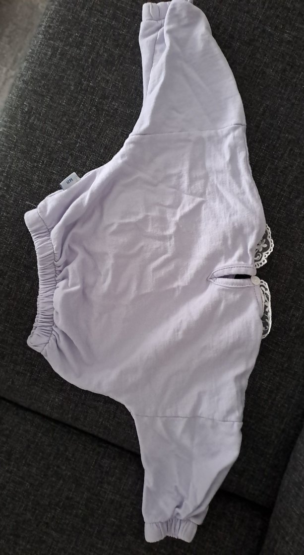 Kız Çocuk lila Dantel Yaka Sweatshirt - Görsel 2