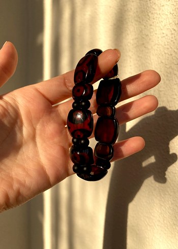 Bordo doğal taşlı Kadın Bileklik