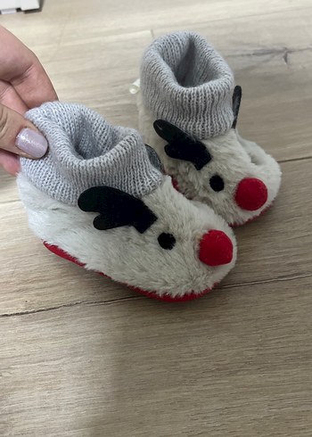 Kızlar için gri örgü sıcak terlik - Görsel 2