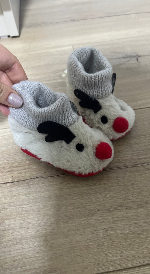 Kızlar için gri örgü sıcak terlik - Görsel 2