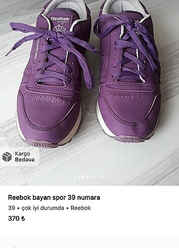 39 Beden mor Renk Reebok 39 numara 