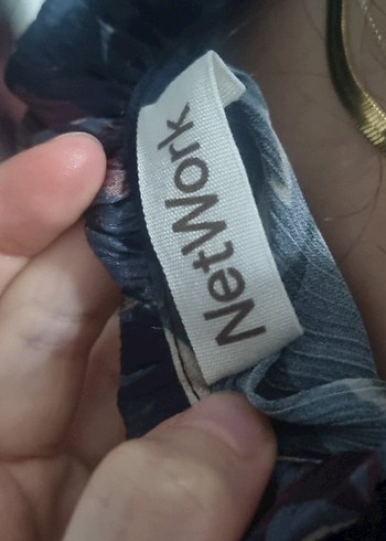 Network Bohem lacivert Çiçek Desenli Bluz