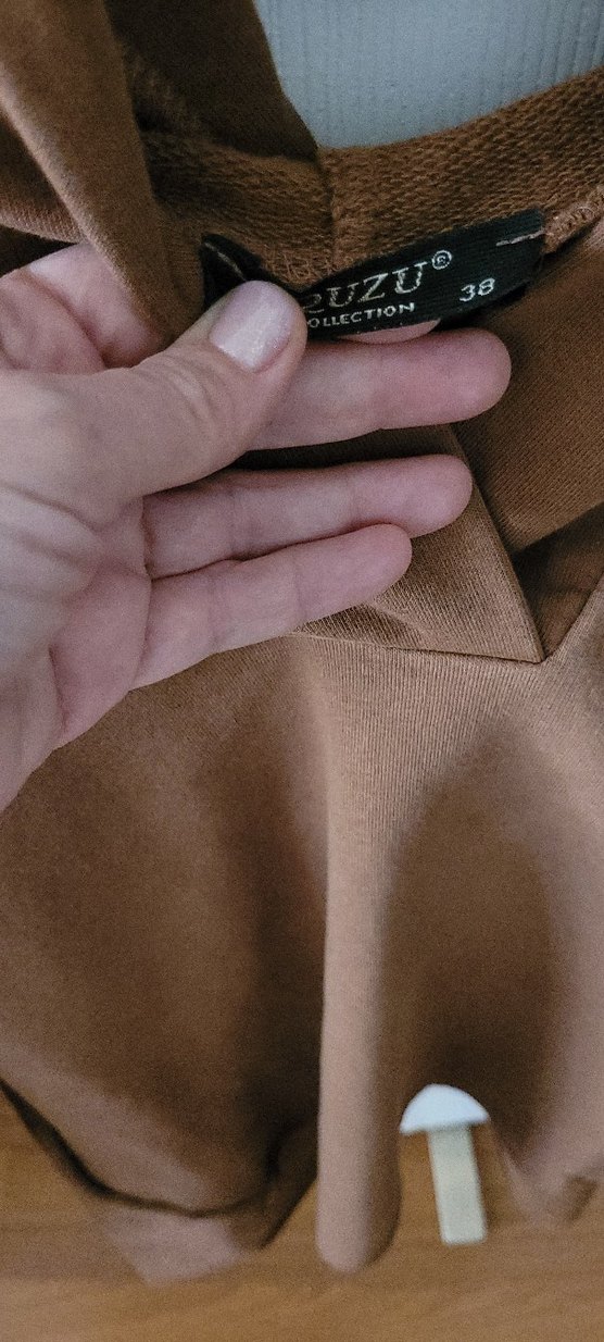 Rahat Kesim Kahverengi Kapüşonlu Sweatshirt ve  Eşofman - Görsel 3