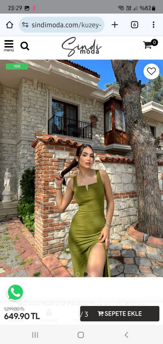 Drapeli Saten Uzun Kadın Elbise - Görsel 2