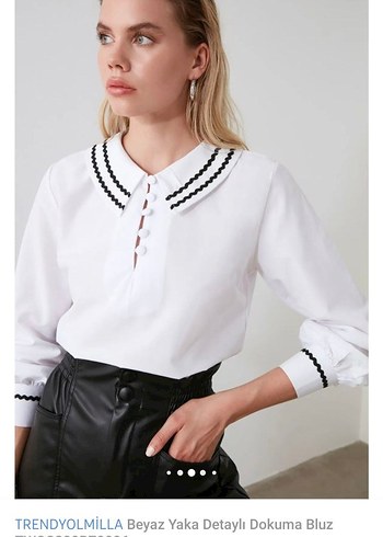 TRENDYOLMİLLA Beyaz Yaka Detaylı Kadın Gömlek - Görsel 2