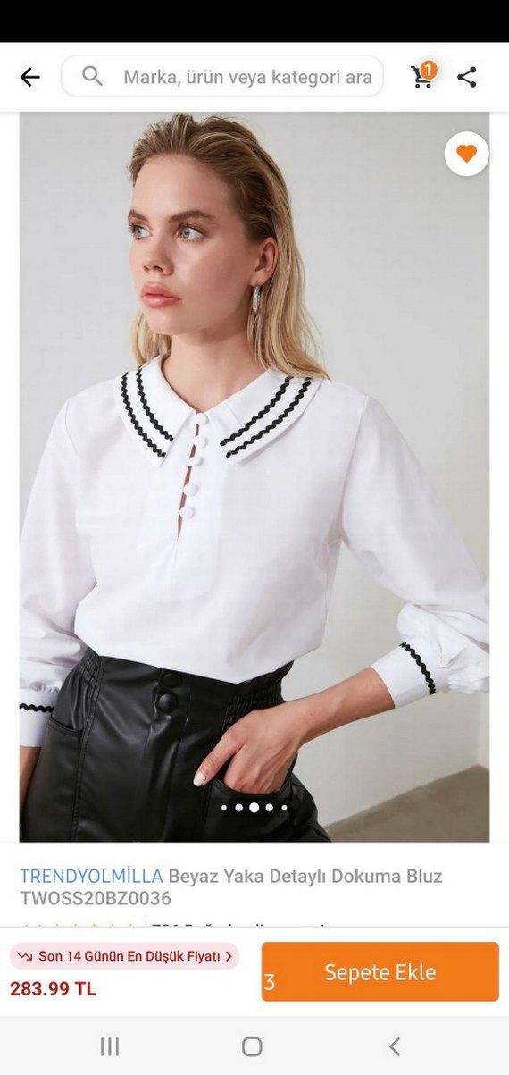 TRENDYOLMİLLA Beyaz Yaka Detaylı Kadın Gömlek - Görsel 2