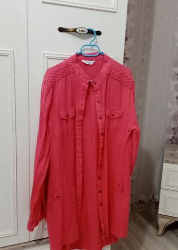 Pembe Uzun Kollu Keten Gömlek - Görsel 2