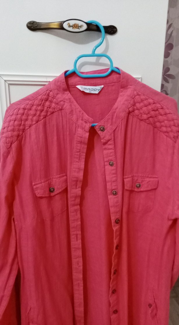 Pembe Uzun Kollu Keten Gömlek - Görsel 3