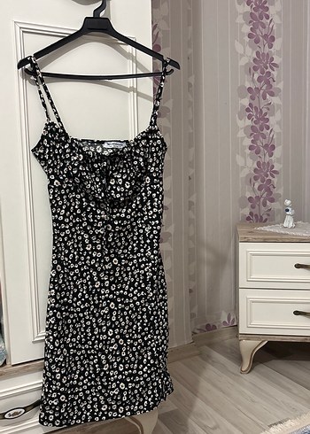 Siyah Mini yırtmaçlı elbise - Görsel 2