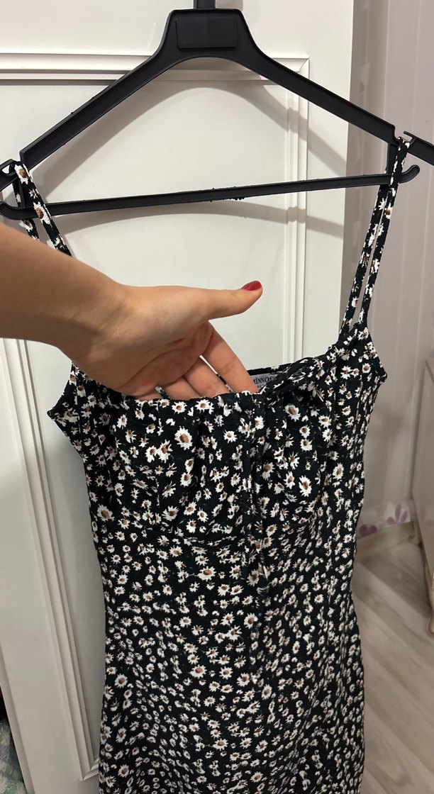 Siyah Mini yırtmaçlı elbise - Görsel 3